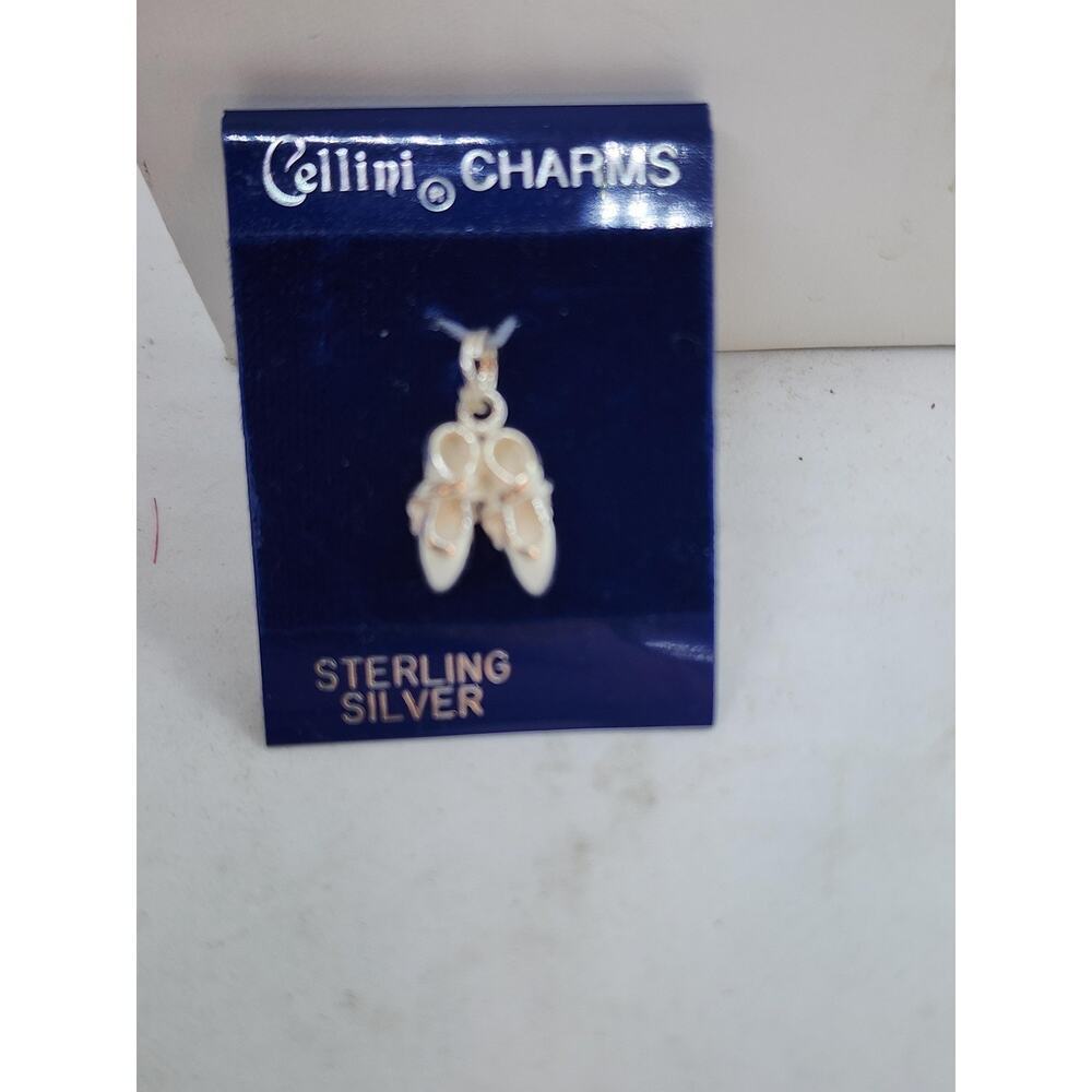 Vintage Sterling Silver Ballet Slippers Charm Pendant Dance Shoes Gift Cellini